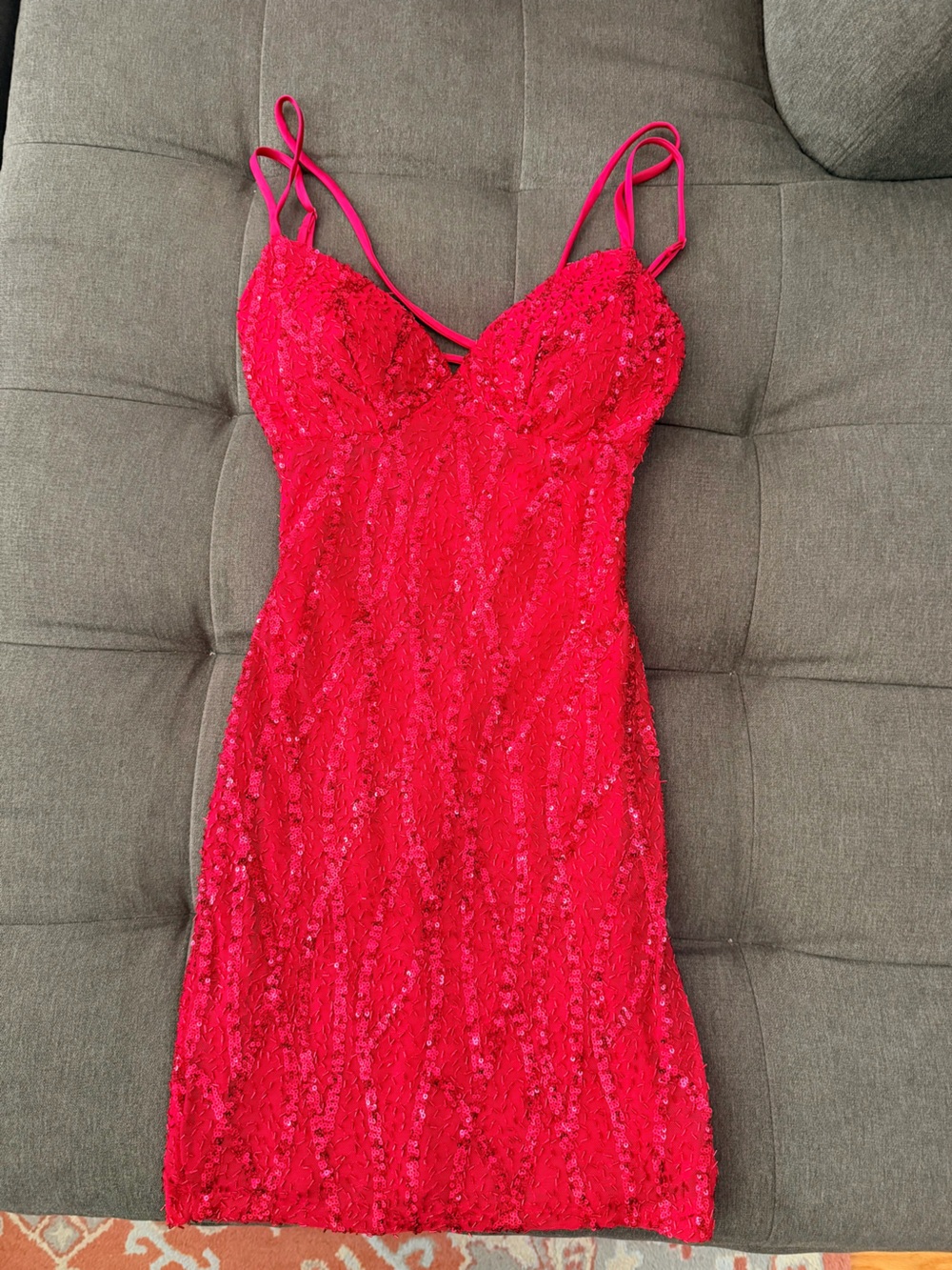 Windsor Red Sequin Lace Bodycon Mini Dress